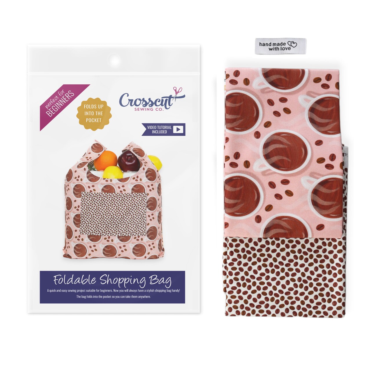 Crosscut Sewing Co.® Foldable Shopping Bag Sewing Kit - Beginner Sewing Project Kit